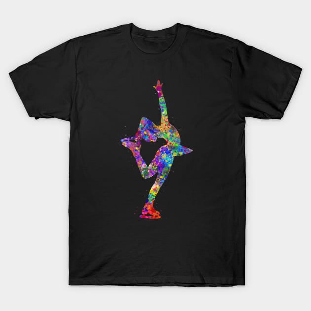 Ice skater girl watercolor art T-Shirt by Yahya Art